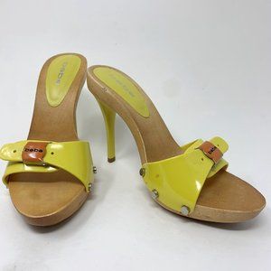 bebe Mustard Buckle Mules